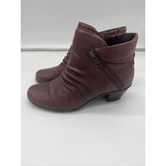 Earth‎ Pegasus Ankle Boot Women's 7B Merlot Red Leather Comfort Side Zip - Picture 3 of 11